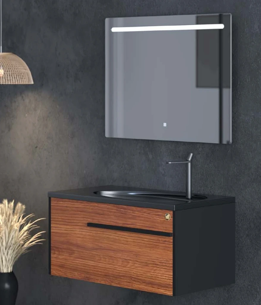 [PAL/00025] کابین روشویی پالت فول ست مشکی 6020 کابین +آینه+کاسه